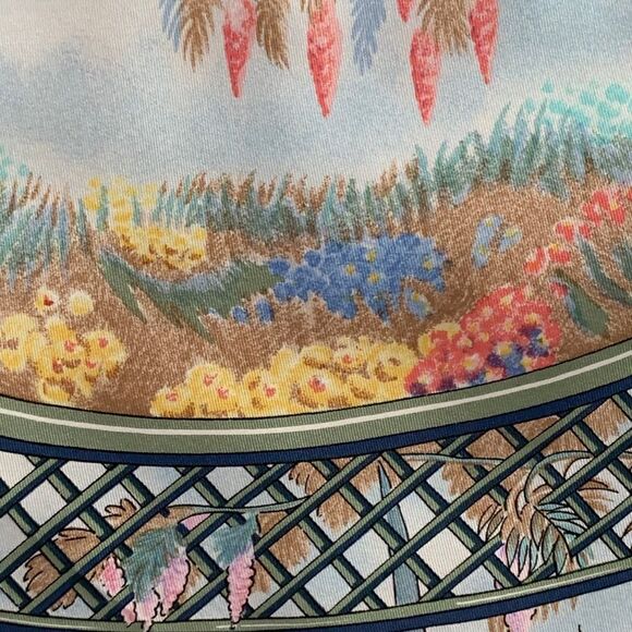 Herme's Claude Monet Giverny Garden Blue Pink Silk Scarf 35" square 1989 NIB - Picture 15 of 16